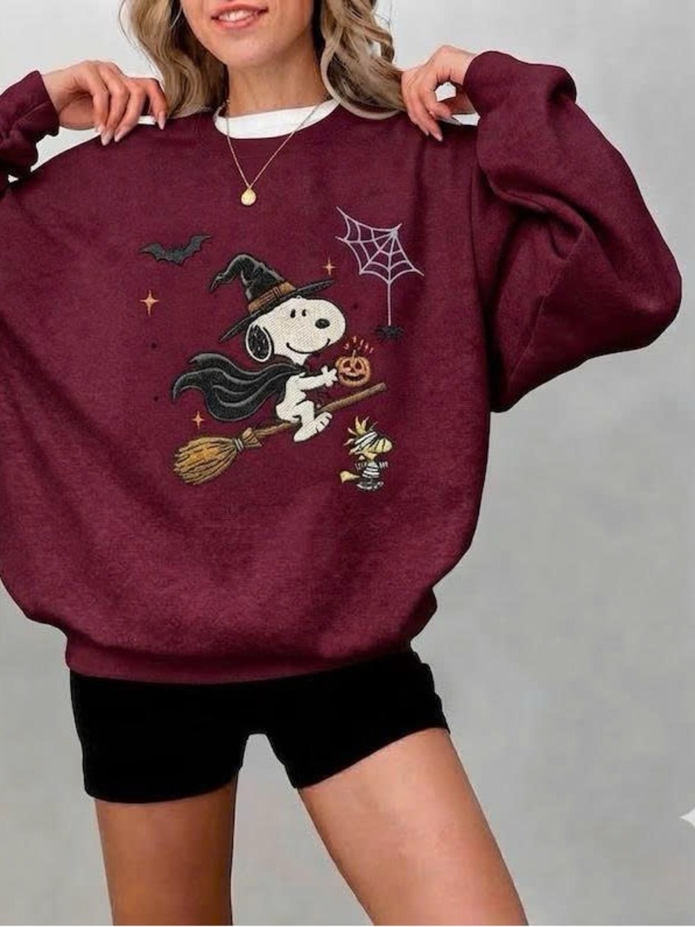 Women’s Snoopy Halloween Sweatshirt - Burgundy